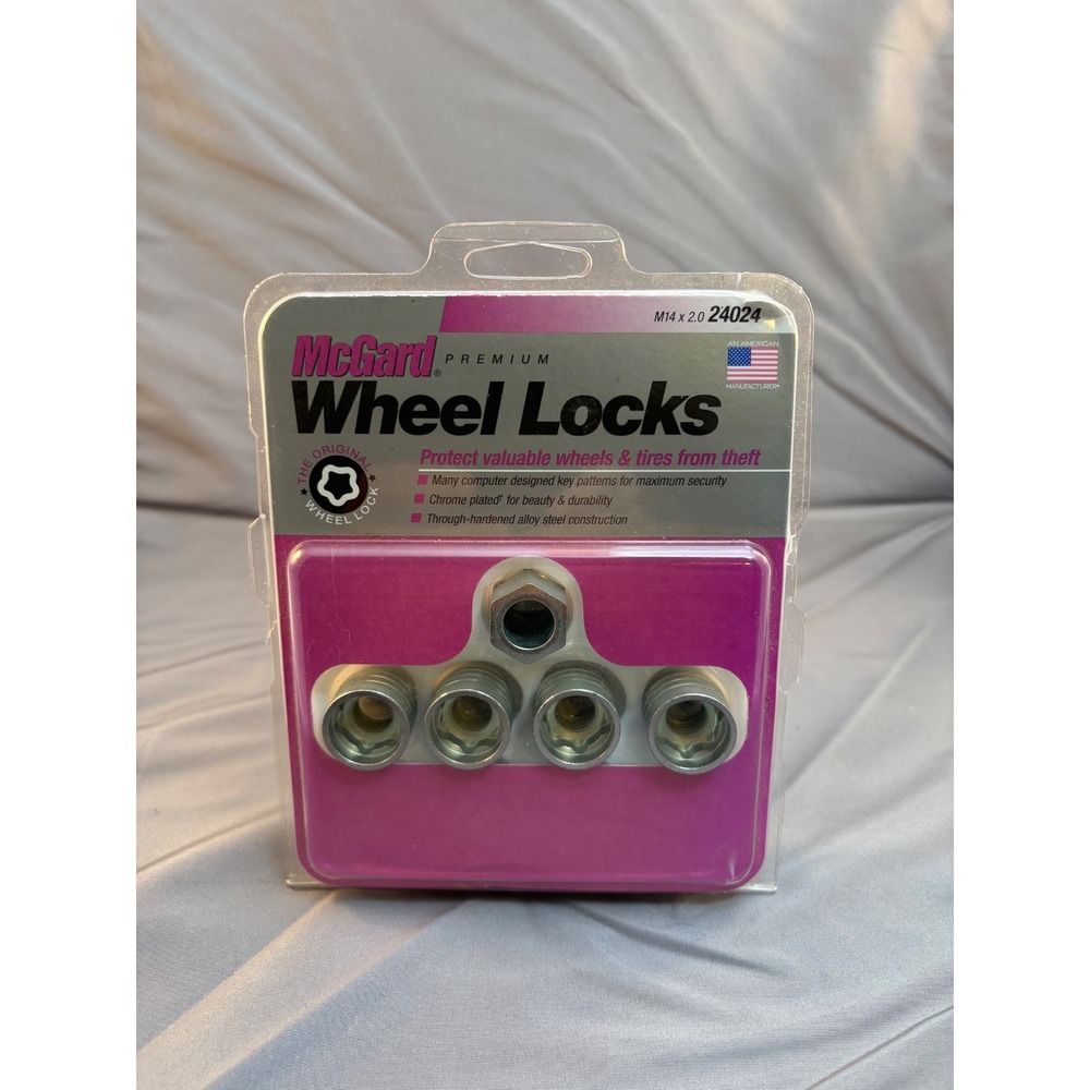 McGard 24024 Premium Wheel Locks M14 x 2.0 Chrome Set of 4 with Key USA Made